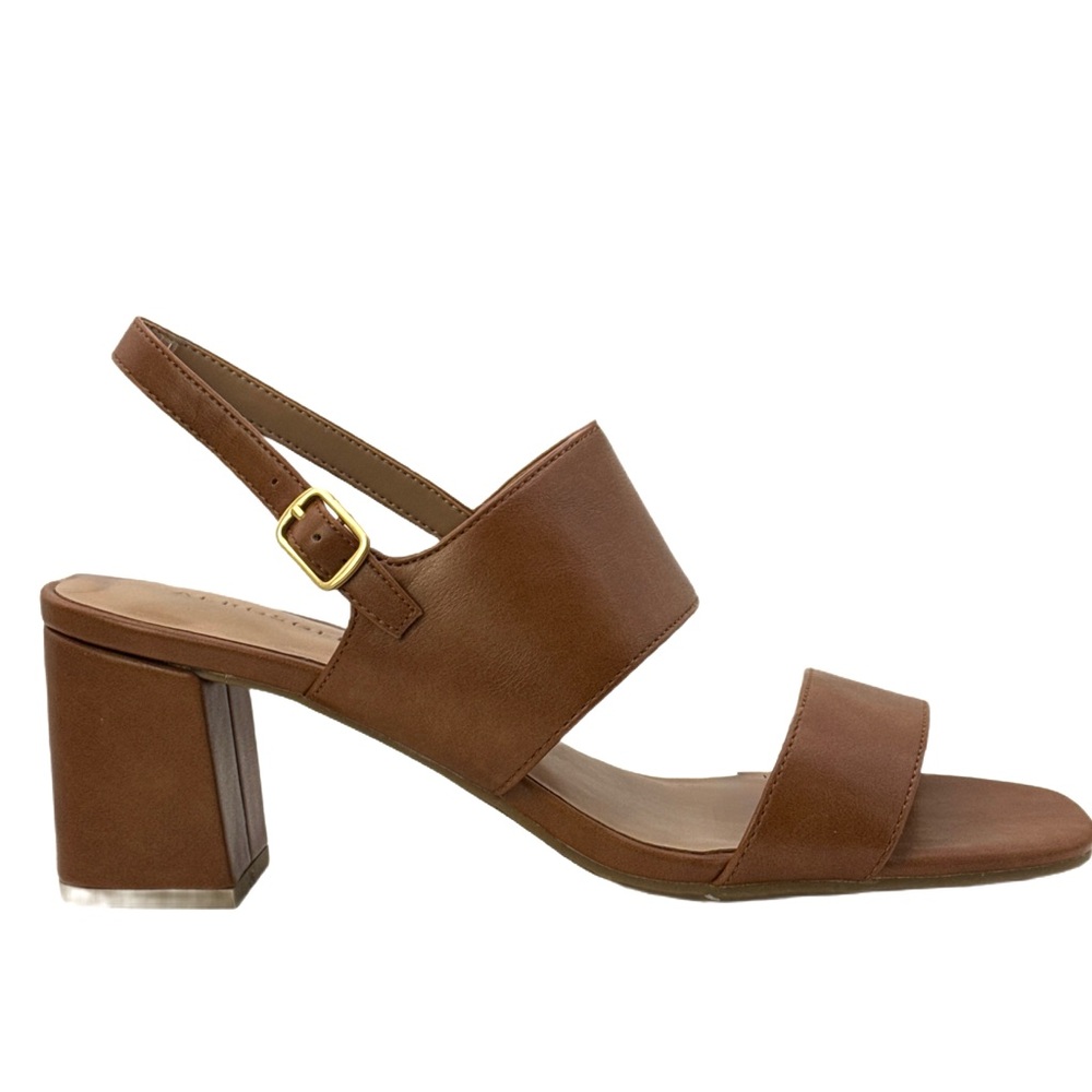 Aerosoles Emmex Brown Block Heel Slingback Sandals Buckle Strap NWB Size 9M